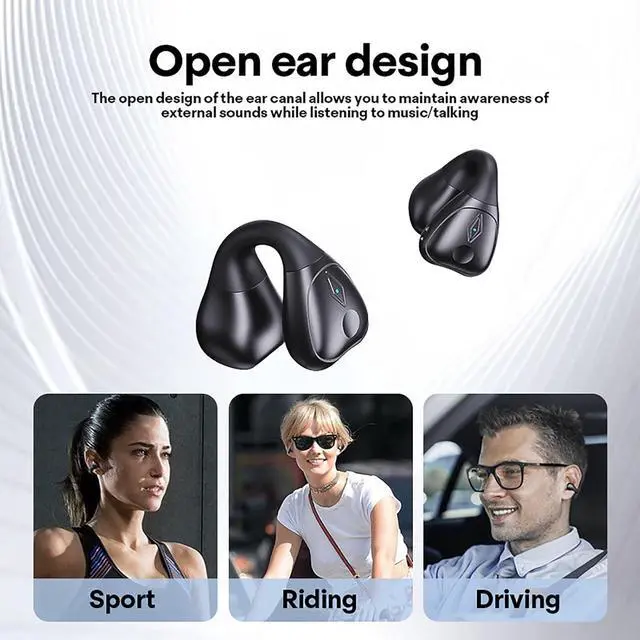 Alt view image 5 of 7 - Open Ear Headphones air Conduction Headphones with mic Open Ear Earbuds for Sport Running Clip on Earbuds with Charging case 18 hrs Battery Life