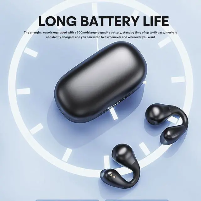 Alt view image 6 of 7 - Open Ear Headphones air Conduction Headphones with mic Open Ear Earbuds for Sport Running Clip on Earbuds with Charging case 18 hrs Battery Life