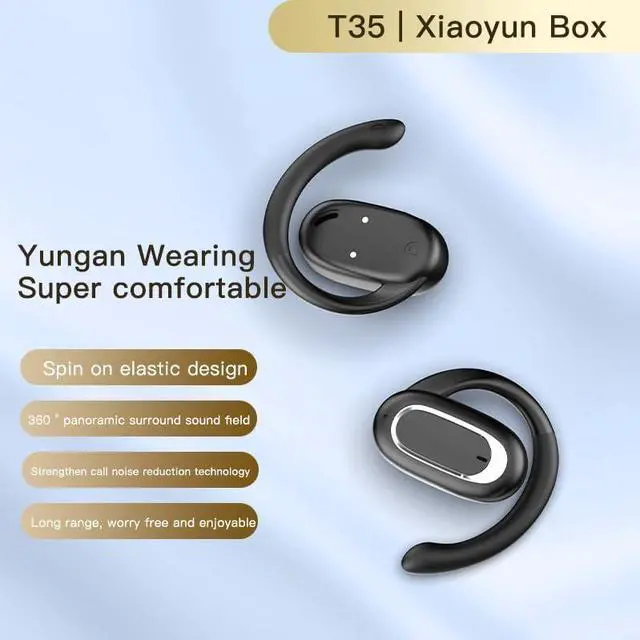 Alt view image 3 of 7 - Micool Open Ear Headphones Bluetooth 5.3, Waterproof Painless OWS Headphones with Earhooks for Sports, Noise Cancelling/Long Battery Life (Blue-Grey)