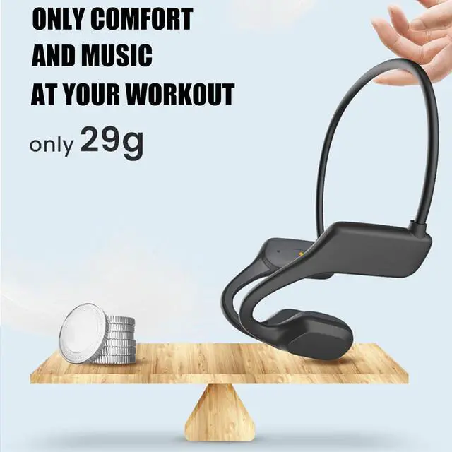 Alt view image 5 of 7 - Bone Conduction Headphones Open Ear Headphones Bluetooth 5.0 Sports Wireless Earphones with Built-in Mic,Stereo,Ultra-Long 6-Hour Standby,Ultra-Light Design,Sweat-Proof,Cycling