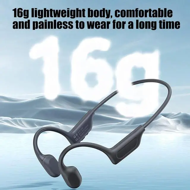 Alt view image 2 of 7 - Bone Conduction Headphones Open Ear Headphones Bluetooth 5.0 Sports Wireless Earphones with Built-in Mic,Ultra-Light Design,Sweat-Proof,Cycling,Easy to Clean,Ultra-Long 6-Hour Standby