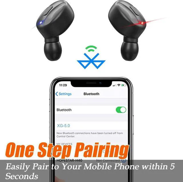 Alt view image 4 of 7 - Earbuds Mini in-Ear Earphones with Charging Case, Touch Control, Waterproof Headphones Headset with LED Display Built-in Mic for Sports/Workout/Daily Use