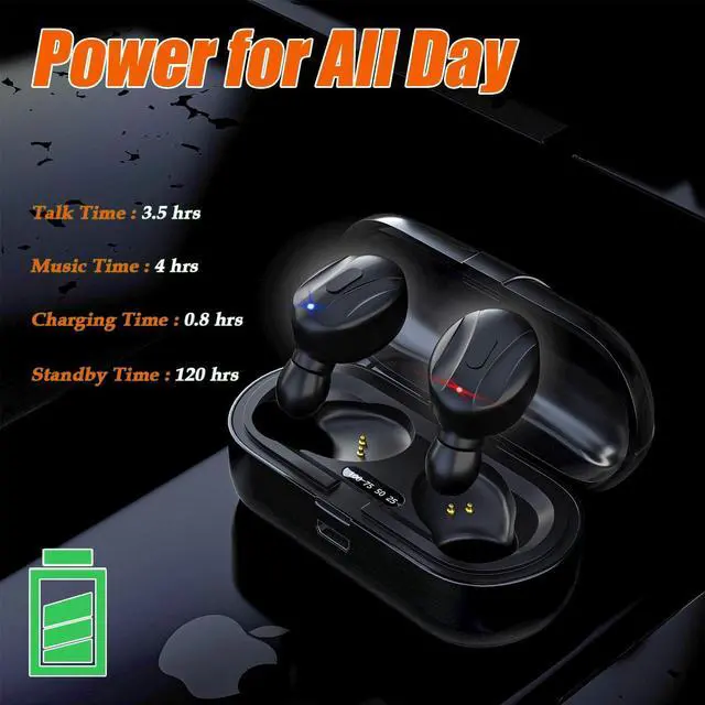 Alt view image 5 of 7 - Earbuds Mini in-Ear Earphones with Charging Case, Touch Control, Waterproof Headphones Headset with LED Display Built-in Mic for Sports/Workout/Daily Use