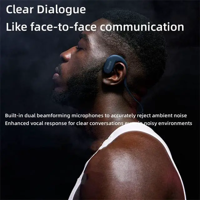 Alt view image 3 of 7 - Sport Lightweight Wireless Headphones, Stereo Surround Music Bone Conduction Earphone, Audio Split Design and Built-in Dual Beam, for Running Hiking Bicycling,Black