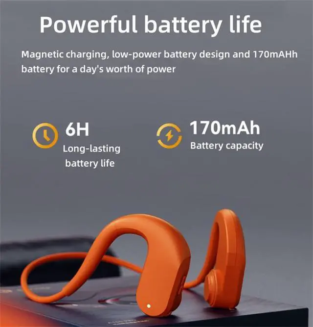 Alt view image 7 of 7 - Sport Lightweight Wireless Headphones, Stereo Surround Music Bone Conduction Earphone, Audio Split Design and Built-in Dual Beam, for Running Hiking Bicycling,Black