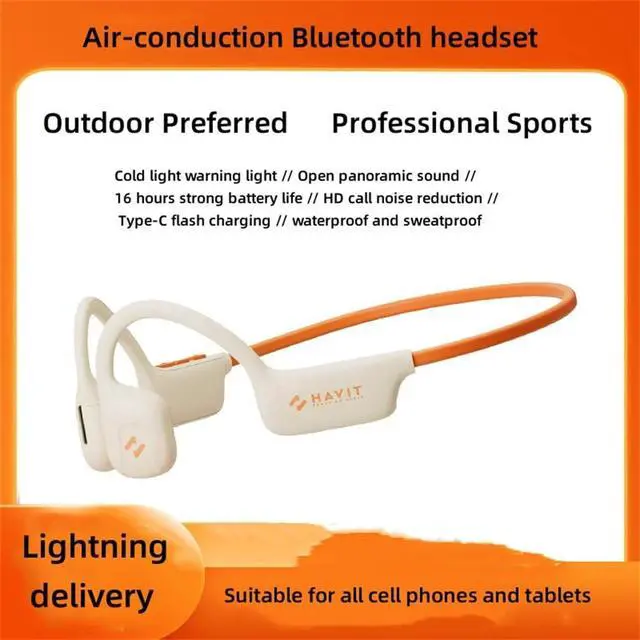 Alt view image 2 of 6 - Open Ear Sports Earphones with Mic, Wireless Bluethooth 5.2 Stereo Inductivv Bone Conduction Earphones, Lightweight and Long Battery Life, for Running Cycling Driving Travel