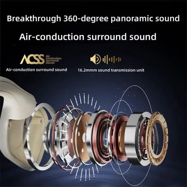 Alt view image 5 of 6 - Open Ear Sports Earphones with Mic, Wireless Bluethooth 5.2 Stereo Inductivv Bone Conduction Earphones, Lightweight and Long Battery Life, for Running Cycling Driving Travel