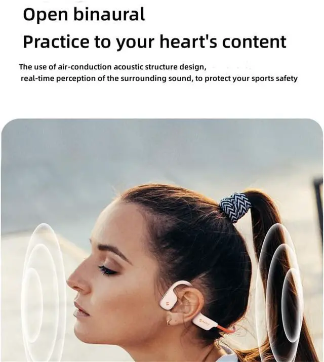 Alt view image 6 of 6 - Open Ear Sports Earphones with Mic, Wireless Bluethooth 5.2 Stereo Inductivv Bone Conduction Earphones, Lightweight and Long Battery Life, for Running Cycling Driving Travel