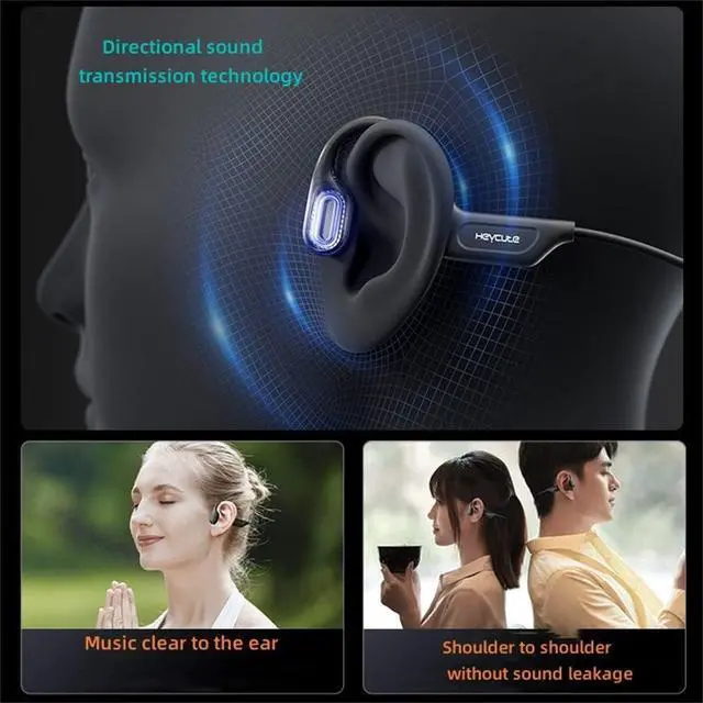 Alt view image 4 of 5 - Open Ear Sports Earphones with Mic, Wireless Bluethooth 5.3 Stereo Inductivv Bone Conduction Earphones, Lightweight and Long Battery Life, for Running Cycling Driving Travel
