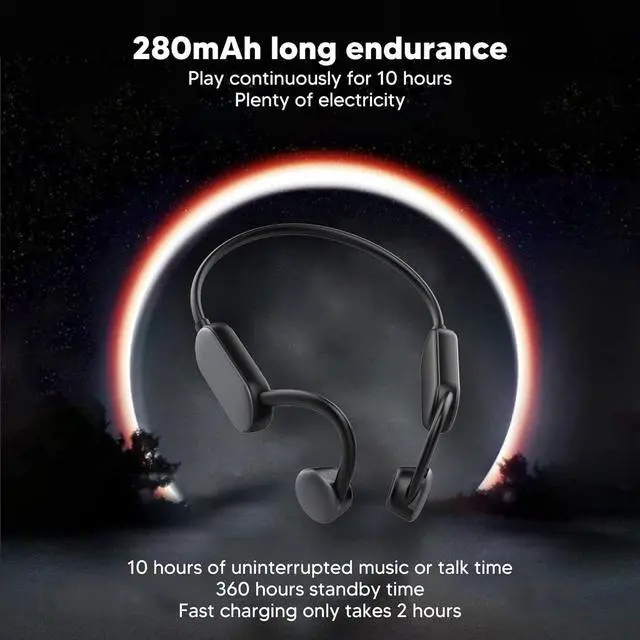 Alt view image 5 of 7 - Septpenta Open Ear Headphones, IPX8 Waterproof Noise Reduction Bluetooth 5.0 Open Ear Bluetooth Sport Headphones, 360 Degree Bendable Without Deformation for Sports Workout Office