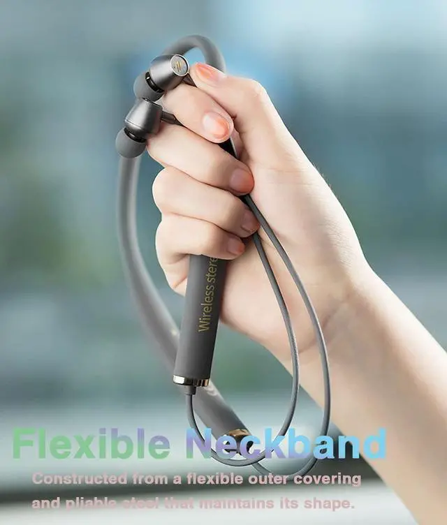 Alt view image 4 of 7 - IKXO Neckband Bluetooth Headphones Noise Cancelling Bluetooth Headphones Wireless Earbuds Neckband with mic Wireless Headset Long Life Sports for Running Driving Working