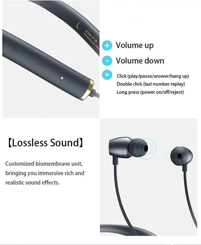 Alt view image 6 of 7 - IKXO Neckband Bluetooth Headphones Noise Cancelling Bluetooth Headphones Wireless Earbuds Neckband with mic Wireless Headset Long Life Sports for Running Driving Working