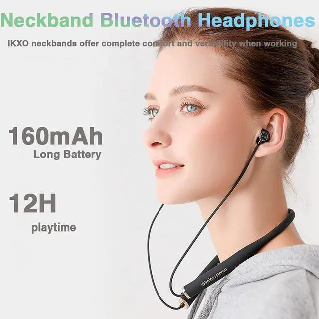 Alt view image 5 of 7 - IKXO Neckband Bluetooth Headphones Noise Cancelling Bluetooth Headphones Wireless Earbuds Neckband with mic Wireless Headset Long Life Sports for Running Driving Working