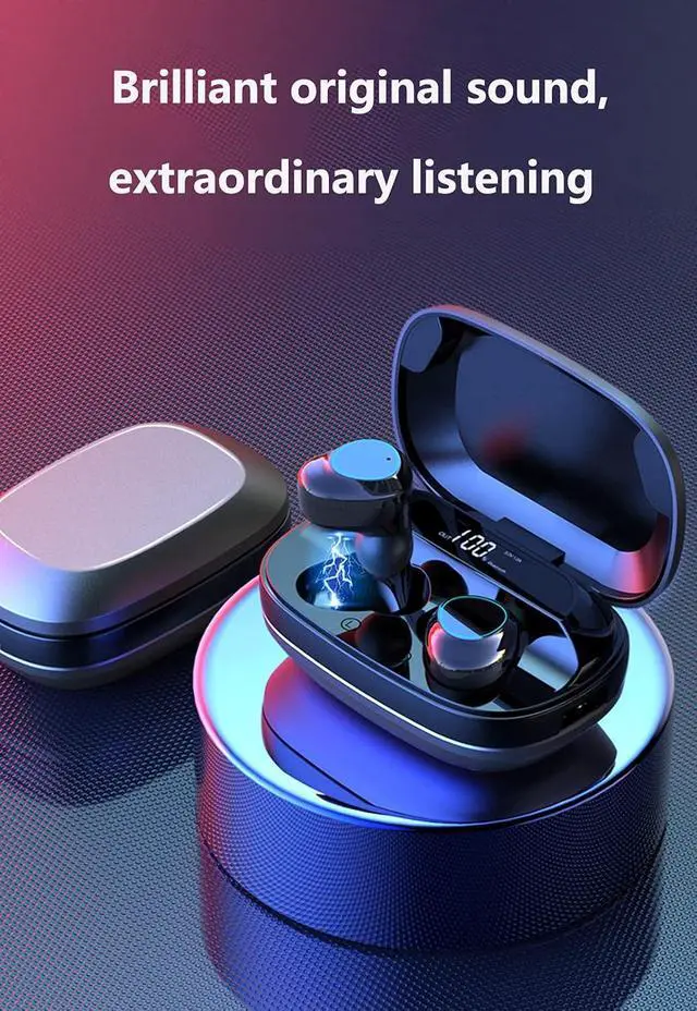Alt view image 5 of 7 - IKXO Bluetooth Headset Sports Waterproof in-Ear Binaural Mini Noise-Canceling Charging Case Digital LED Intelligence Display Wireless Music Incoming Sound Quality of The Calls Sweat Rain(Grey)