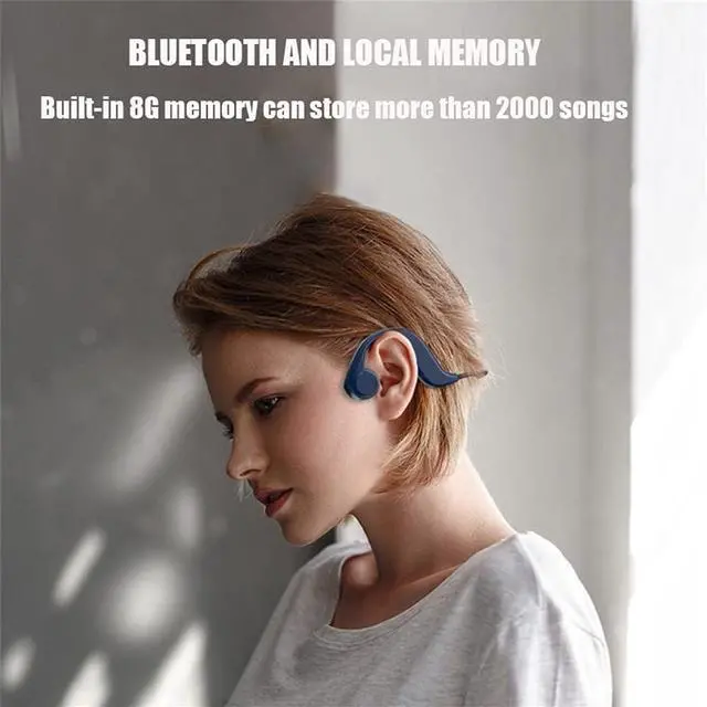 Alt view image 7 of 7 - IKXO Waterproof Bone Conduction Headphones Bluetooth Wireless Earbuds Open Ear Auriculares Running Head Phones Sweatproof Sports Headset Lightweight for Bicycling, Hiking with Mic Built-in 8G Memory