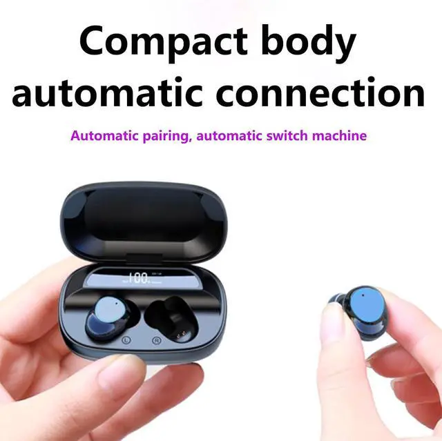 Alt view image 2 of 7 - IKXO Bluetooth Headset Sports Waterproof in-Ear Binaural Mini Noise-Canceling Charging Case Digital LED Intelligence Display Wireless Music Incoming Sound Quality of The Calls Sweat Rain(Grey)