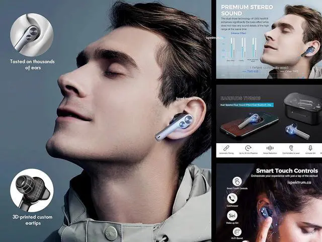 Alt view image 3 of 6 - Wireless Earbuds Bluetooth 5.0, Ergonomic Design, Touch Controls, Digital LED, 3D Stereo Deep Bass, 30H Playtime, Noise Cancellation, IPX5 Waterproof Low Latency.