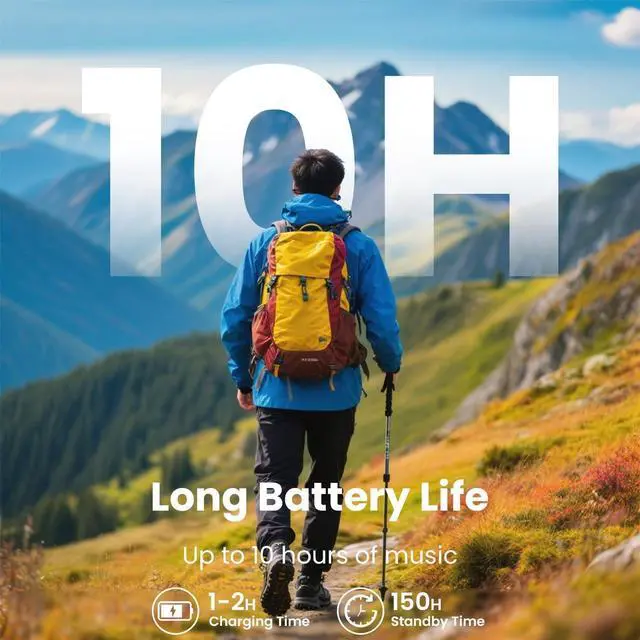 Alt view image 2 of 7 - Open-Ear Bluetooth Bone Conduction Sport Headphones Sweat Resistant Wireless Earphones Open Ear Earbuds Wireless Bluetooth Headset with Mic for Fitness Workouts Running,Built-in Mic,with Hair Band