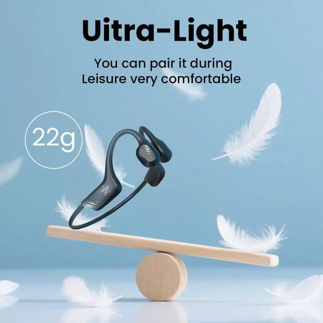 Alt view image 3 of 7 - Open-Ear Bluetooth Bone Conduction Sport Headphones Sweat Resistant Wireless Earphones Open Ear Earbuds Wireless Bluetooth Headset with Mic for Fitness Workouts Running,Built-in Mic,with Hair Band