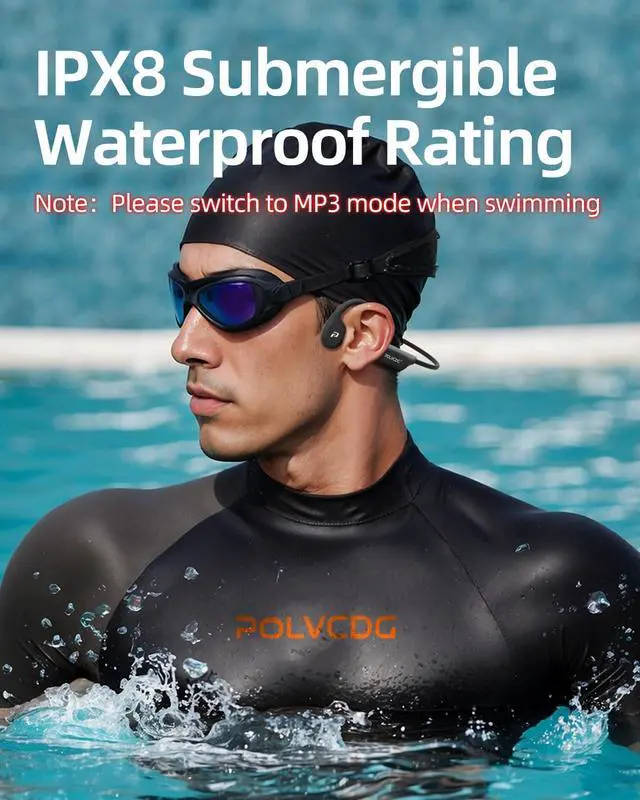 Alt view image 2 of 6 - Swimming Headphones,IPX8 Waterproof Bone Conduction Headphones,32GB Memory Open Ear Headphones with Mic,Wireless Bluetooth Earphones Underwater Sport Earbuds for Running Workout Cycling