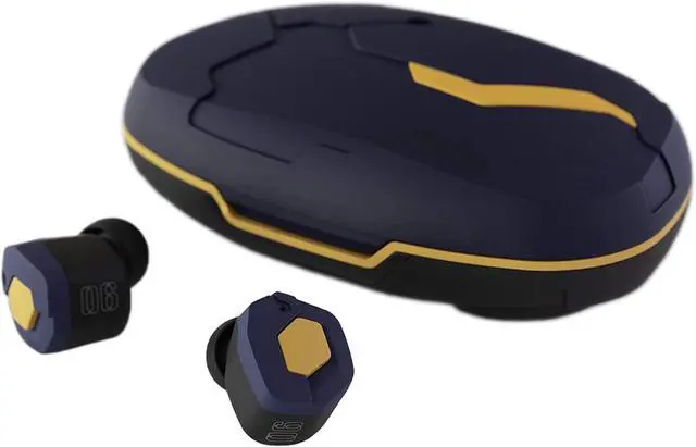 Main image of final x Evangelion Mark.06 Neon Genesis Manga Anime Collaboration True Wireless Earbuds, Original Voice Guidance By Ibuki Maya, Built-in Mic, 9+54 Hrs Playtime, Noise Isolation - Navy and Orange