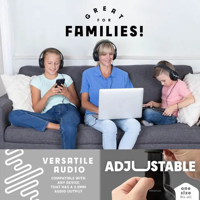 Alt view image 5 of 6 - Classroom Headphones-Bulk 10-Pack, Student On Ear Comfy Swivel Earphones for Library, School, Airplane, Kids-for Online Learning and Travel, HQ Stereo Sound 3.5mm Jack (Black)