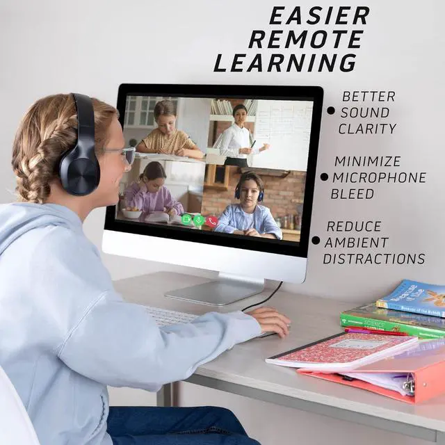 Alt view image 4 of 6 - Classroom Headphones-Bulk 10-Pack, Student On Ear Comfy Swivel Earphones for Library, School, Airplane, Kids-for Online Learning and Travel, HQ Stereo Sound 3.5mm Jack (Black)