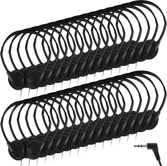 Main image of Yunsailing 30 Pack Class Set Headphones for Kids Students Bulk Classroom Headsets Adjustable School Earphones On Ear with 3.5mm Jack for Youth Adults, Teacher Must Have Supplies (Black)
