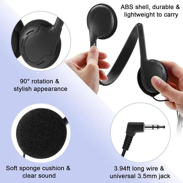 Alt view image 3 of 6 - Yunsailing 30 Pack Class Set Headphones for Kids Students Bulk Classroom Headsets Adjustable School Earphones On Ear with 3.5mm Jack for Youth Adults, Teacher Must Have Supplies (Black)