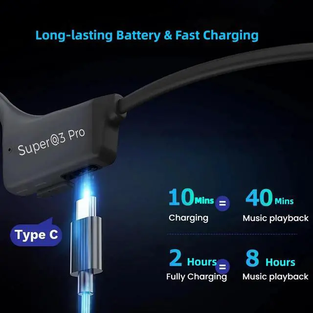 Alt view image 7 of 7 - Bone Conduction Headphones Bluetooth with mic Open Ear Wireless Headphones Noise canceling Computer headsets with mic for Clear Hand Free Calls multipoint Connection Fast Charging