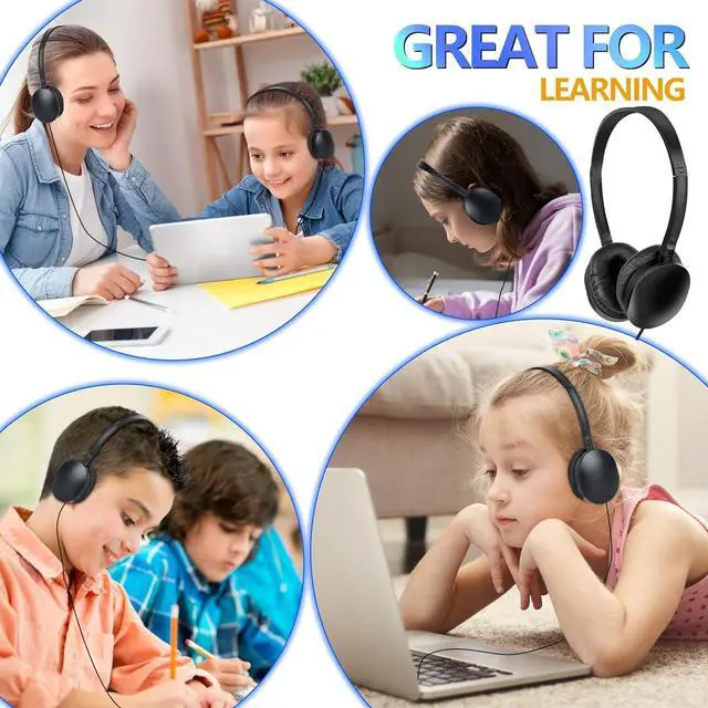 Alt view image 6 of 7 - Kids Headphones Bulk 30 Pack for School Students Children Teen Boys Girls, Wholesale Earphones for Classroom (H003 Black)