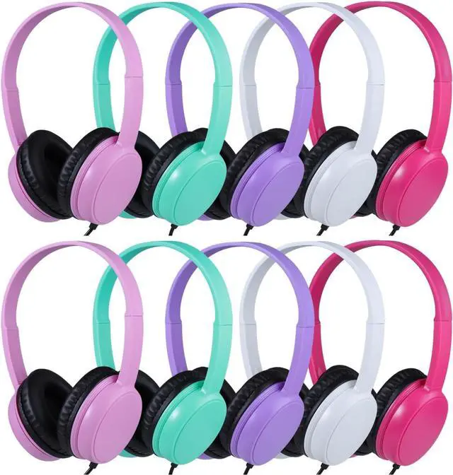 Main image of 10 Pack Classroom Headphones for School Kids Students, Durable On Ear Comfy Wired Headset for Children Boys Girls Teens Toddler, Noise Stereo Sound 3.5mm Jack for Online Learning Travel(GS30,10Mixed)