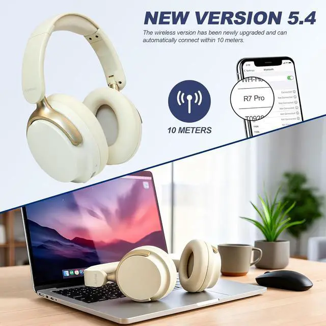 Alt view image 5 of 7 - Wireless Over Ear Headphones with Mic, 80H Playtime & 800mAh Fast Charge, ANC Noise Cancelling & Transparency Mode, Over The Head Headphones for Work Travel Gaming iOS, Android, TV, PC