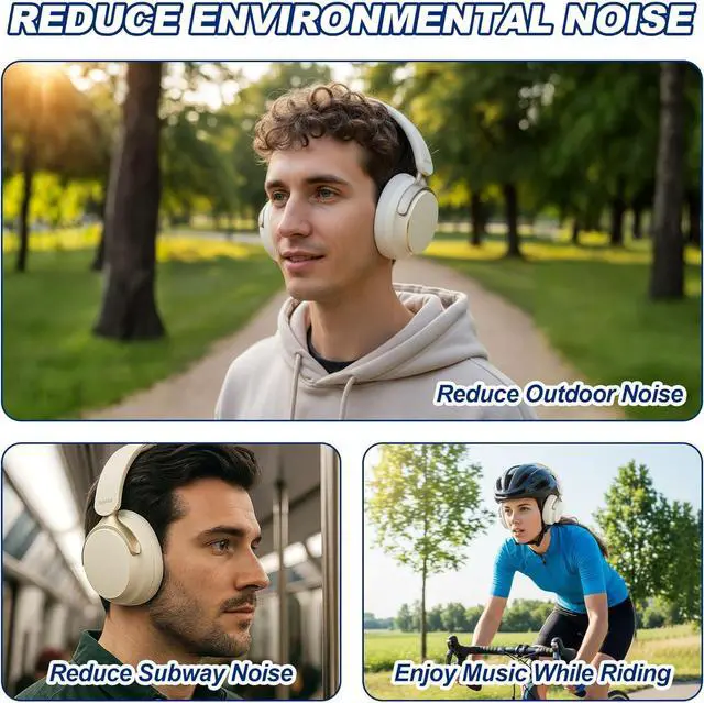 Alt view image 7 of 7 - Wireless Over Ear Headphones with Mic, 80H Playtime & 800mAh Fast Charge, ANC Noise Cancelling & Transparency Mode, Over The Head Headphones for Work Travel Gaming iOS, Android, TV, PC