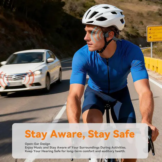 Alt view image 3 of 7 - Bone Conduction Bluetooth Headphones-SurfAudio, IP68 Waterproof Swimming Headphones with 32GB MP3 Player, Lightweight Open Ear Design for Swimming/Surfing/Marathon/Cycling(Beige)