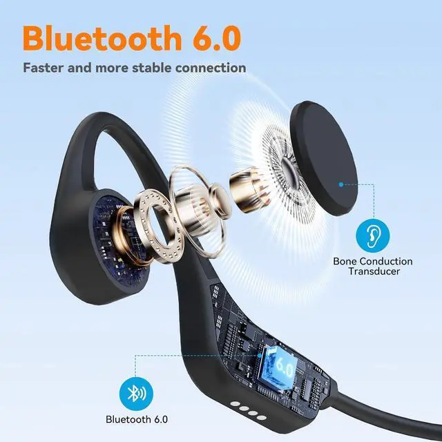 Alt view image 4 of 7 - Bone Conduction Bluetooth Headphones-SurfAudio, IP68 Waterproof Swimming Headphones with 32GB MP3 Player, Lightweight Open Ear Design for Swimming/Surfing/Marathon/Cycling(Beige)