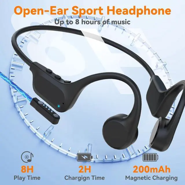 Alt view image 5 of 7 - Bone Conduction Bluetooth Headphones-SurfAudio, IP68 Waterproof Swimming Headphones with 32GB MP3 Player, Lightweight Open Ear Design for Swimming/Surfing/Marathon/Cycling(Beige)