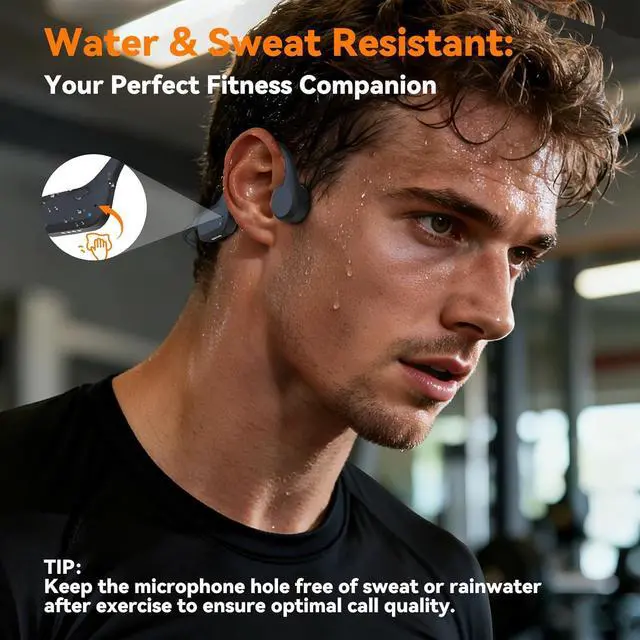 Alt view image 7 of 7 - Bone Conduction Bluetooth Headphones-SurfAudio, IP68 Waterproof Swimming Headphones with 32GB MP3 Player, Lightweight Open Ear Design for Swimming/Surfing/Marathon/Cycling(Beige)