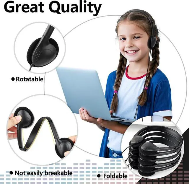 Alt view image 3 of 7 - USB C Headphones Bulk 30 Pack for Classroom School Kids,On-Ear Wired Type C Headphones Compatible with Pad Smartphones (Black)
