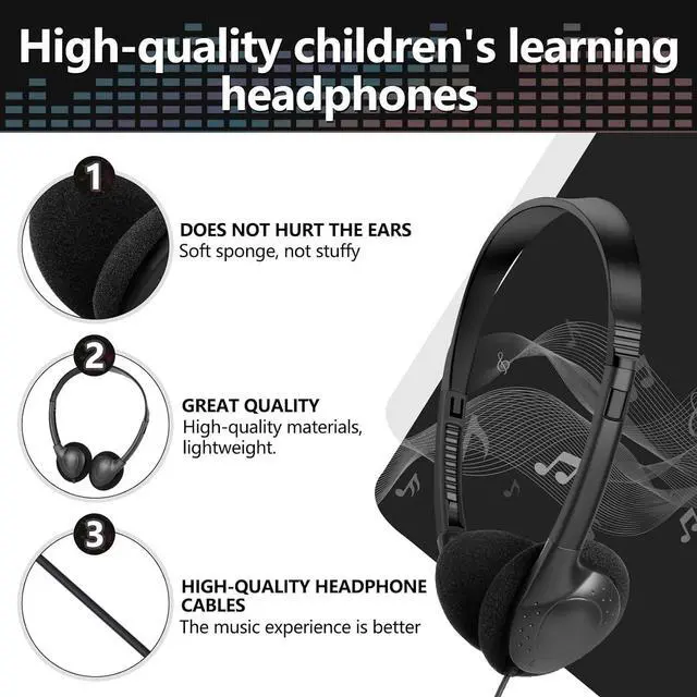 Alt view image 6 of 7 - USB C Headphones Bulk 30 Pack for Classroom School Kids,On-Ear Wired Type C Headphones Compatible with Pad Smartphones (Black)