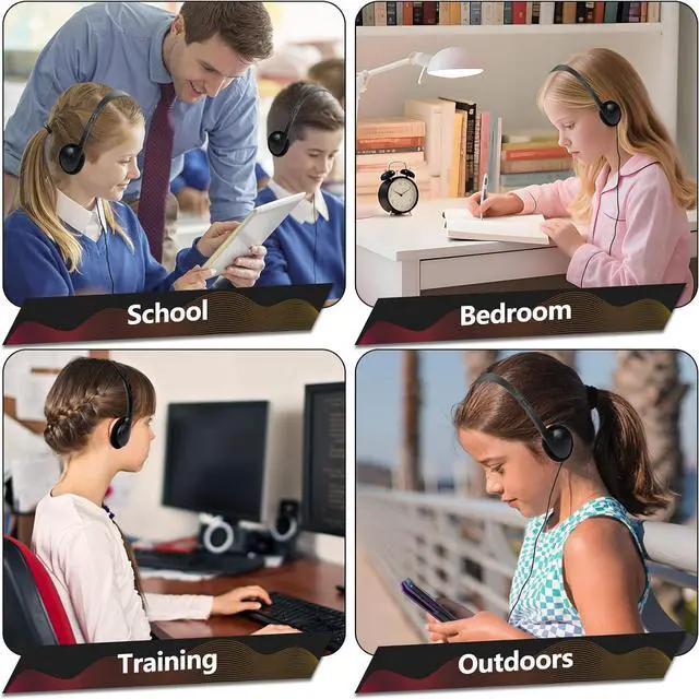 Alt view image 7 of 7 - USB C Headphones Bulk 30 Pack for Classroom School Kids,On-Ear Wired Type C Headphones Compatible with Pad Smartphones (Black)