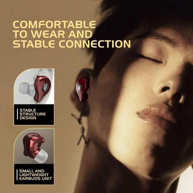 Alt view image 5 of 7 - Sabbat E16 Astria Coaxial Acoustic Architecture Wireless Earbuds Blutooth 5.2 in-Ear HiFi Stereo Headphones with Built-in Mic and Charging Case Suitable for iOS, Android(Neon Red)