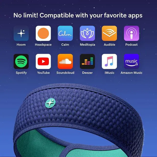 Alt view image 3 of 7 - HoomBand Bluetooth Sleep Headphones + Official Travel Case | Headband for Sleep, Travel, Meditation | Free Access to Hypnotic Stories and Sounds Created by Sleep Experts