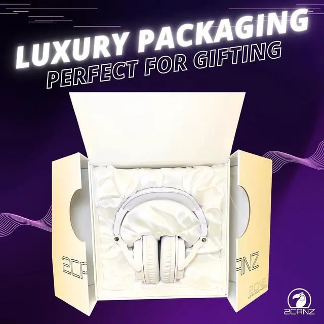 Alt view image 6 of 6 - 2CANZ Pro Matte White Over-Ear Professional Wireless Headphones - Enhanced 50mm Neodymium Drivers, Closed Back, Plush Ear Cushions, 8-Way Adjustable Earpads, Foldable