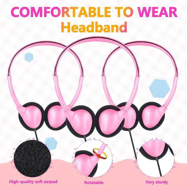 Alt view image 2 of 7 - USB Type C Kids Headphones Bulk for School 25 Pack,Headphones with USB C Cord,Lightweight On-Ear Wired for Kids Children Teens Boys Mixed Colors