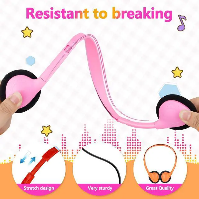 Alt view image 3 of 7 - USB Type C Kids Headphones Bulk for School 25 Pack,Headphones with USB C Cord,Lightweight On-Ear Wired for Kids Children Teens Boys Mixed Colors