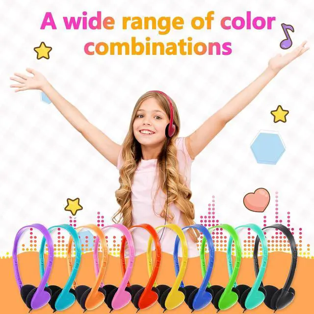 Alt view image 5 of 7 - USB Type C Kids Headphones Bulk for School 25 Pack,Headphones with USB C Cord,Lightweight On-Ear Wired for Kids Children Teens Boys Mixed Colors