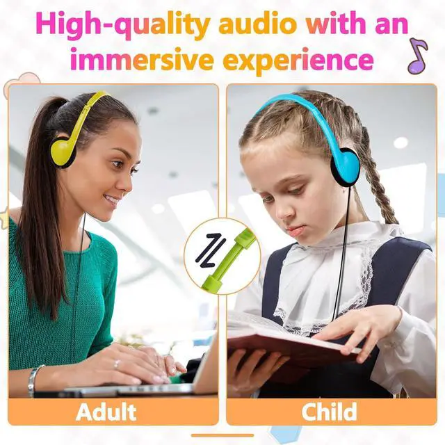 Alt view image 6 of 7 - USB Type C Kids Headphones Bulk for School 25 Pack,Headphones with USB C Cord,Lightweight On-Ear Wired for Kids Children Teens Boys Mixed Colors