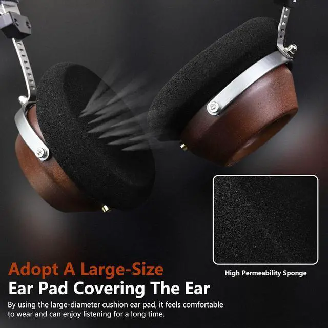 Alt view image 4 of 7 - okcsc M1 Pro Open-Back Headphones, Wired On-Ear Design Stereo Headsets, Retro Headphones Sapele Wood Shell 40mm Driver with 3.5mm Connection/6.35mm Conversion Plug Included for Music Audiophile