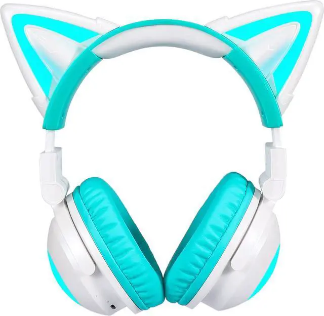 Main image of Wireless Cat Ear Headphones (12 Color Changing) with & 3.5mm Jack, Gaming Pro, Bluetooth&Wired Connection (Green)